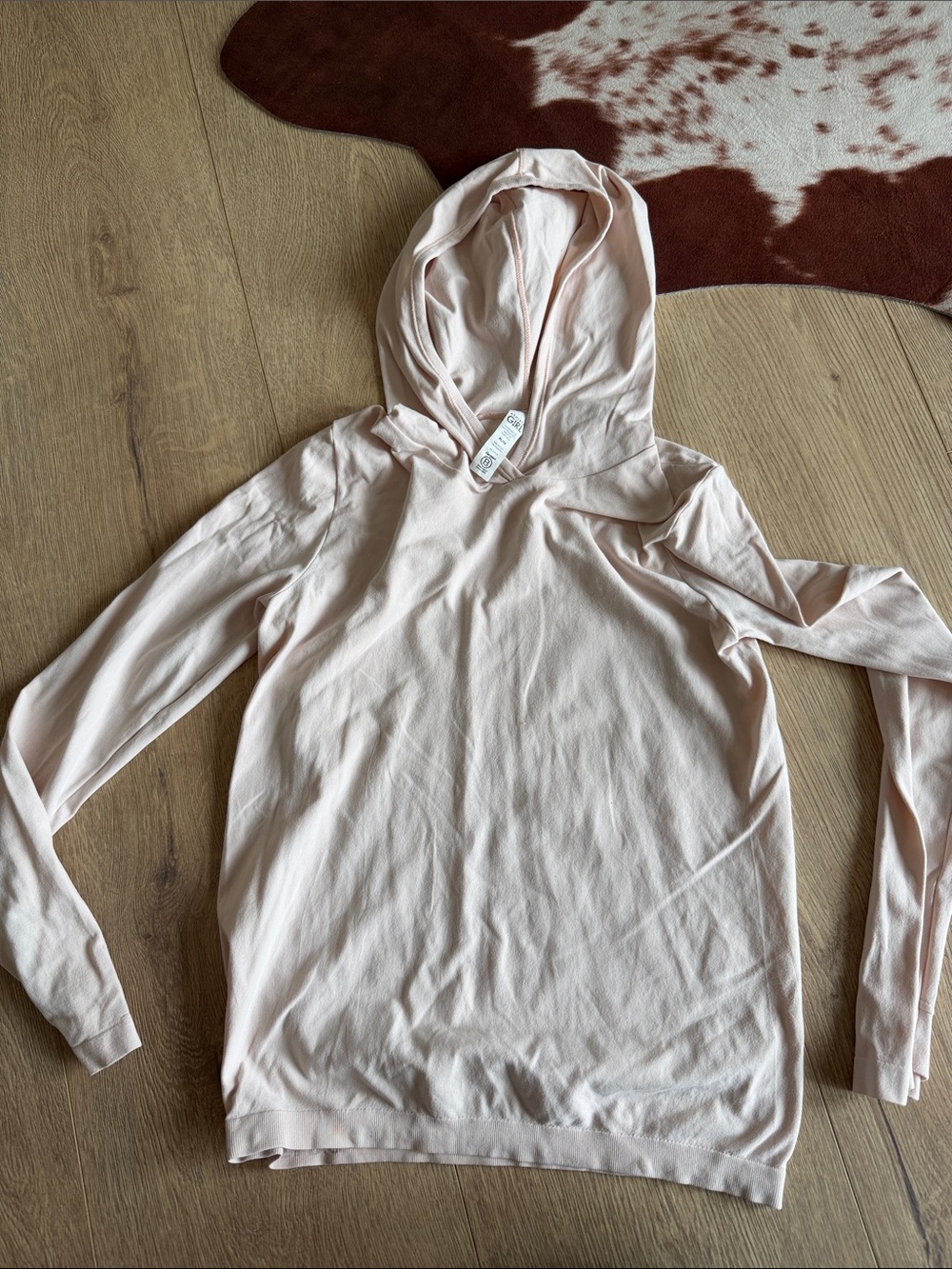 Athleta Girls Long Sleeve Hooded Tee in Light Pink Size 14